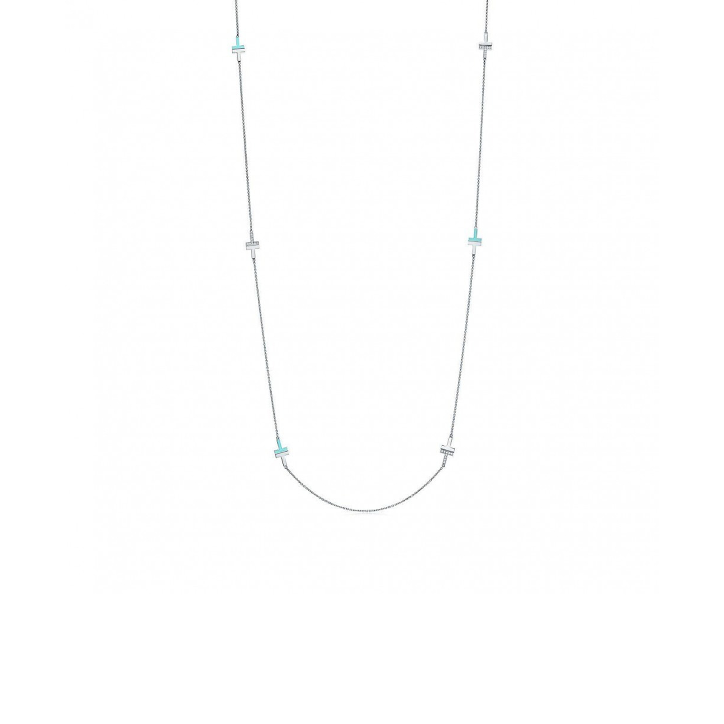 TIFFANY T DIAMOND AND TURQUOISE STATION NECKLACE 66911993